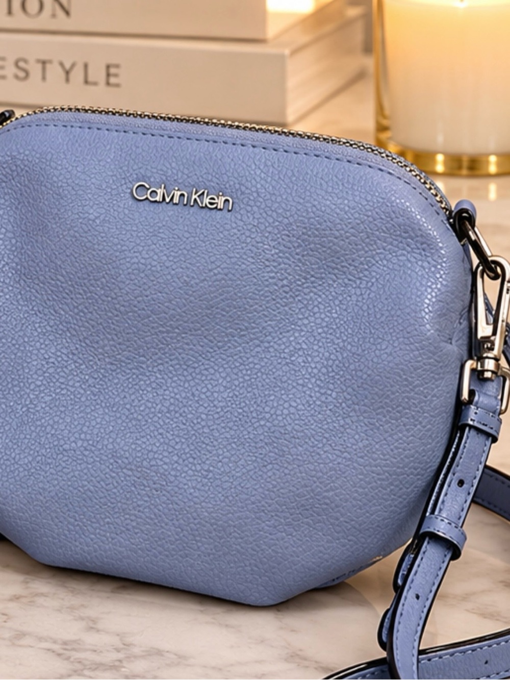 Calvin Klein Pebbled Light Blue Crossbody Bag